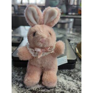 Vintage Dan Dee Pink Bunny Rabbit Plush Stuffed Animal 1988 Pink Nose Mini